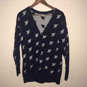Old Navy V neck cardigan, bird print, size Large.